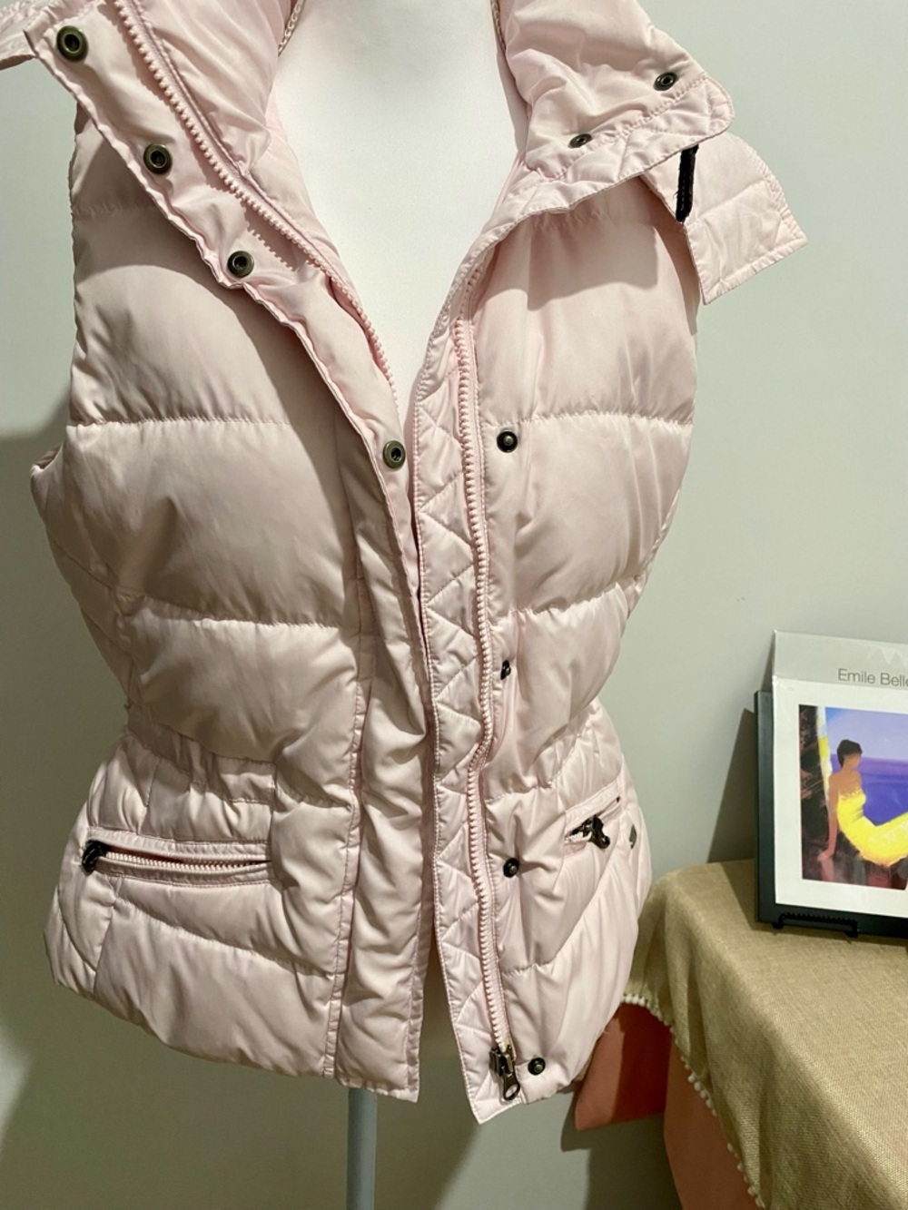 Esprit Women's Pale Pink Quilted Puffer Vest with Hood